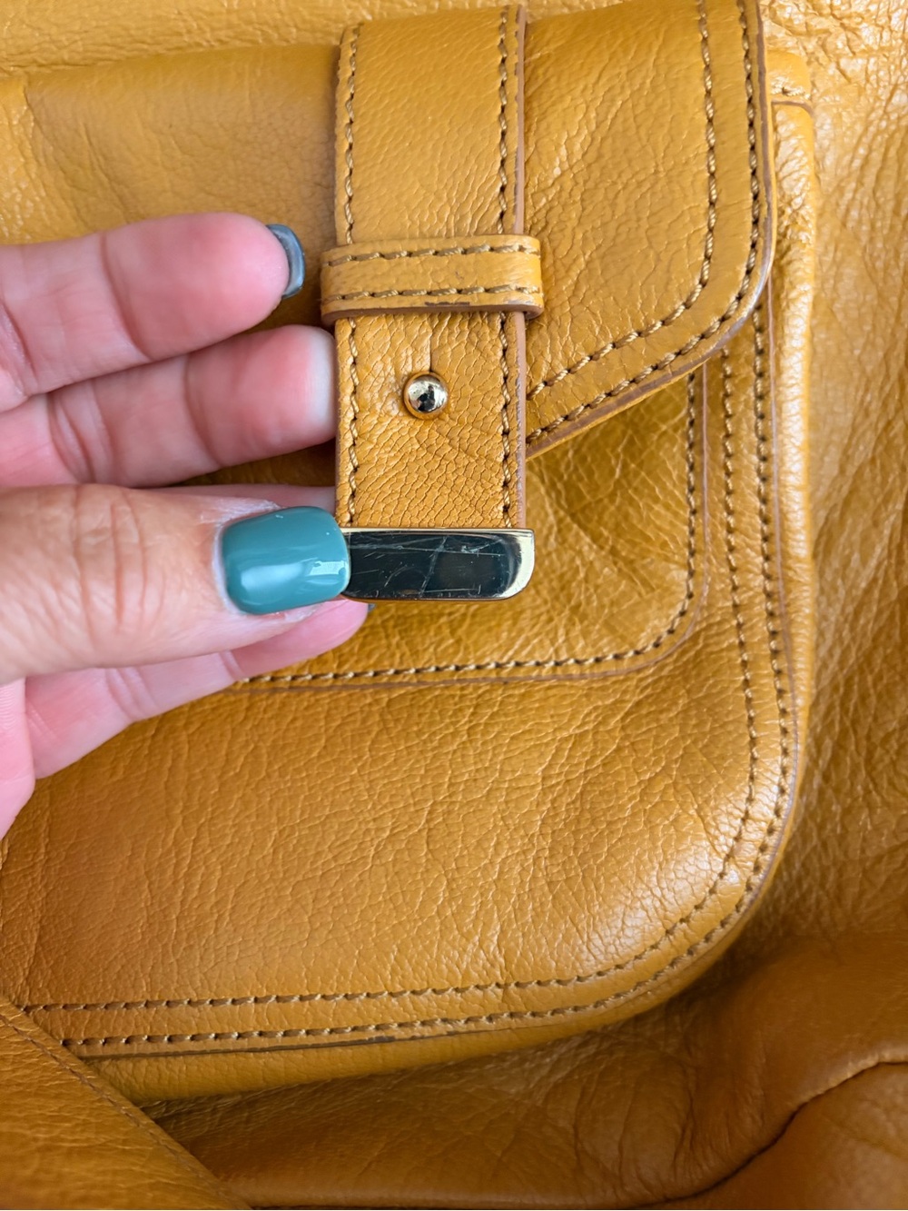 Banana Republic Yellow Pebbled Leather Hobo Shoulder Bag EUC - Picture 14 of 15